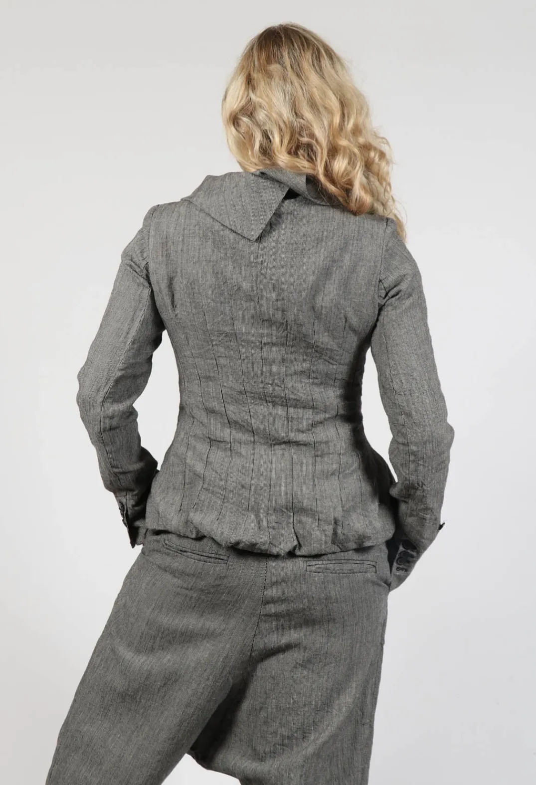 Rundholz Mainline Jackets^Short Open Neck Jacket in Latte check