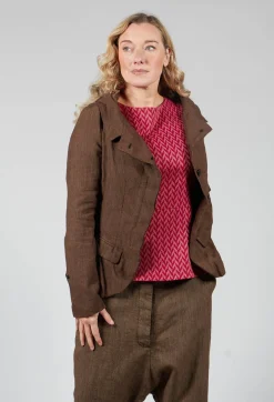 Rundholz Mainline Jackets^Short Open Neck Jacket in Espresso Check