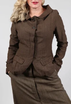 Rundholz Mainline Jackets^Short Open Neck Jacket in Espresso Check