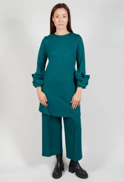 Mei Meij Dresses^Short Shift Dress with Embellished Sleeves in Ottanio