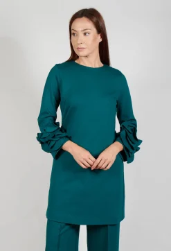 Mei Meij Dresses^Short Shift Dress with Embellished Sleeves in Ottanio