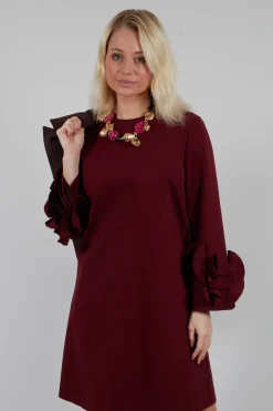 Mei Meij Dresses^Short Shift Dress with Embellished Sleeves in Rumba