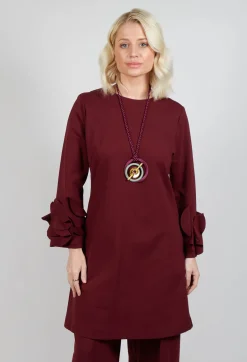 Mei Meij Dresses^Short Shift Dress with Embellished Sleeves in Rumba