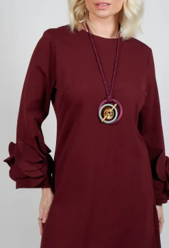 Mei Meij Dresses^Short Shift Dress with Embellished Sleeves in Rumba