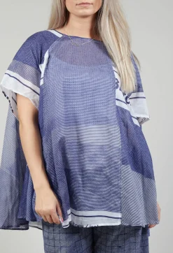 Rundholz Black Label Tops^Short Sleeve Cotton Top in Azur Print