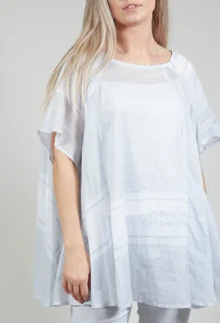 Rundholz Black Label Tops^Short Sleeve Cotton Top in Grey Print