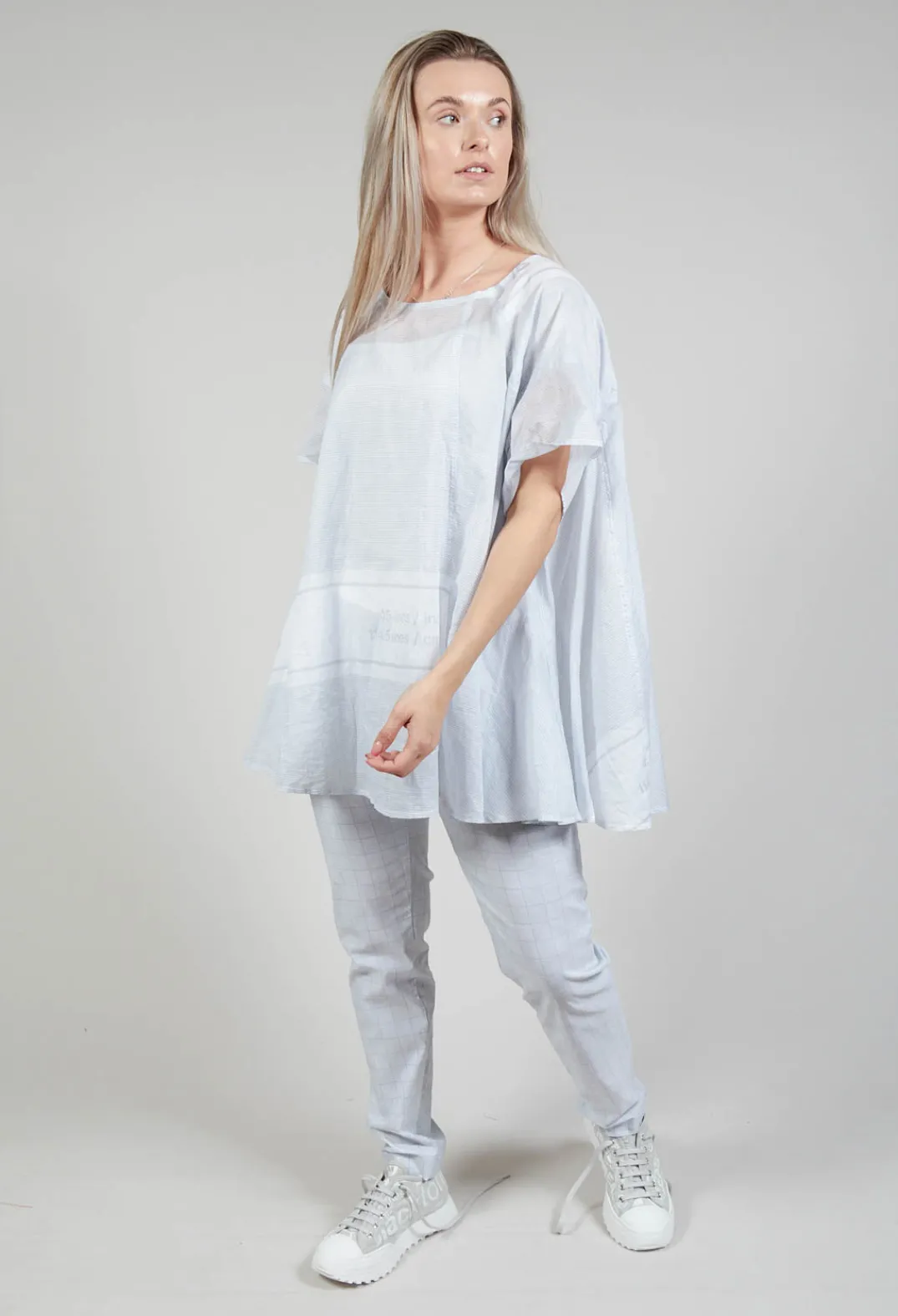 Rundholz Black Label Tops^Short Sleeve Cotton Top in Grey Print