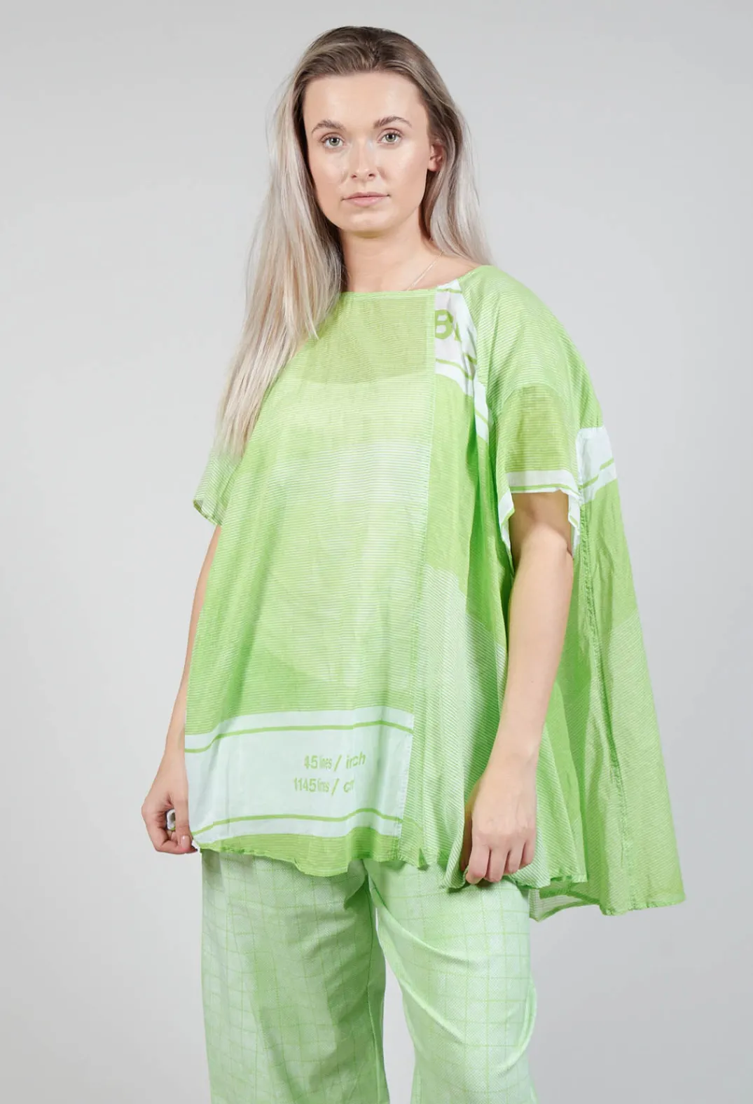 Rundholz Black Label Tops^Short Sleeve Cotton Top in Lime Print