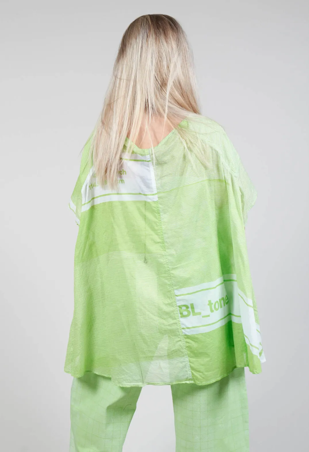 Rundholz Black Label Tops^Short Sleeve Cotton Top in Lime Print