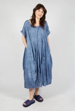 Rundholz Black Label Dresses^Short Sleeve Dress with Balloon Hem in Navy Cloud
