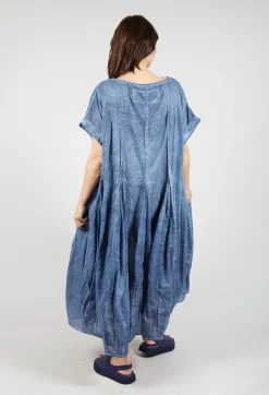 Rundholz Black Label Dresses^Short Sleeve Dress with Balloon Hem in Navy Cloud
