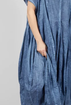 Rundholz Black Label Dresses^Short Sleeve Dress with Balloon Hem in Navy Cloud