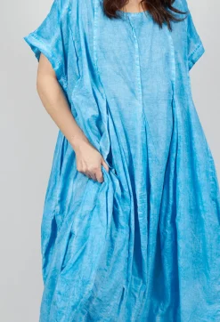 Rundholz Black Label Dresses^Short Sleeve Dress with Balloon Hem in Malibu Cloud