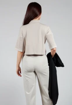 Sarah Pacini Tops^Short Sleeve Knitted Cardigan in Mastic