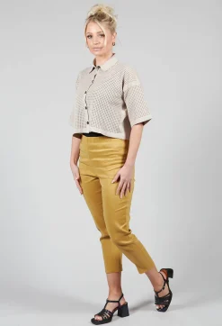 Sarah Pacini Tops^Short Sleeve Knitted Cardigan in Mastic