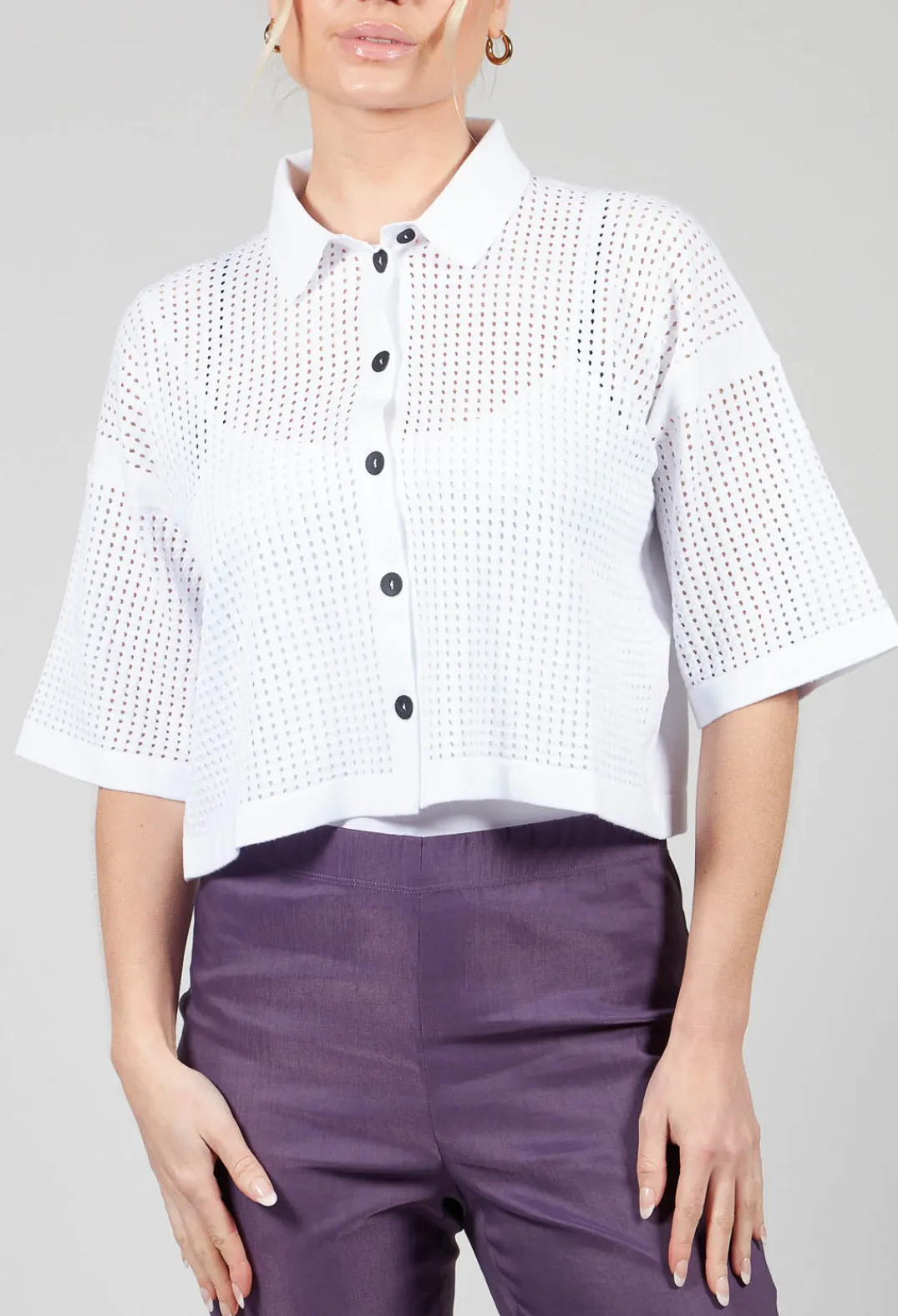 Sarah Pacini Tops^Short Sleeve Knitted Cardigan in White