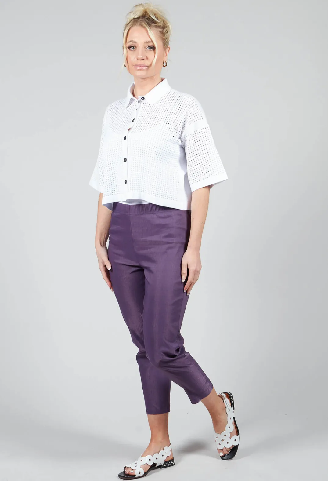 Sarah Pacini Tops^Short Sleeve Knitted Cardigan in White