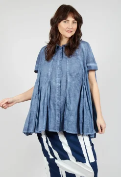 Rundholz Black Label Shirts & Blouses^Short Sleeve Tulip Shirt in Navy Cloud