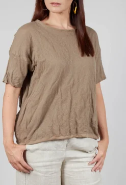 M J Watson Jumpers^Short Sleeved Jumper in Taupe