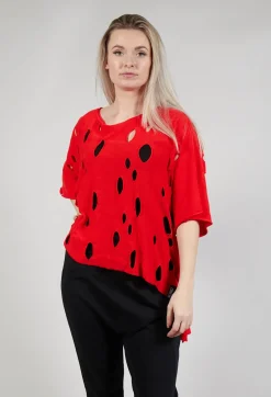 Philomena Christ Jumpers^Short Sleeved Jumper with Hole Detail in Red