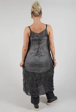 Rundholz Dip Dresses^Silk Asymmetrical Hem Dress in Coal Cloud