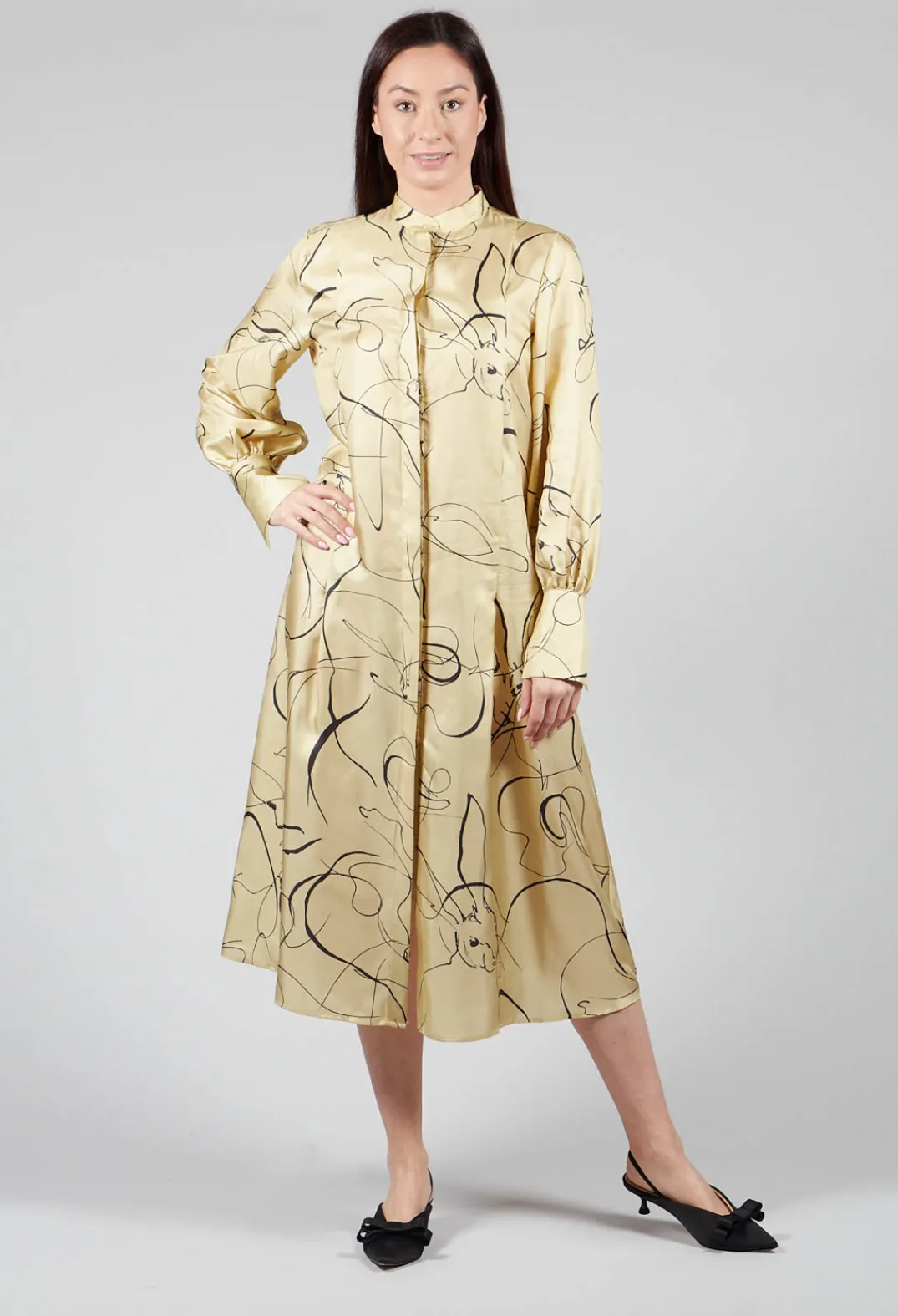 Beatrice B Dresses^Silk Chemiser Dress in Rabbit Print
