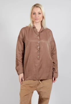 Album Di Famiglia Shirts & Blouses^Silk Collar Shirt in Nut