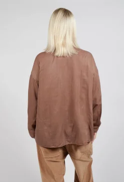 Album Di Famiglia Shirts & Blouses^Silk Collar Shirt in Nut