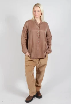 Album Di Famiglia Shirts & Blouses^Silk Collar Shirt in Nut