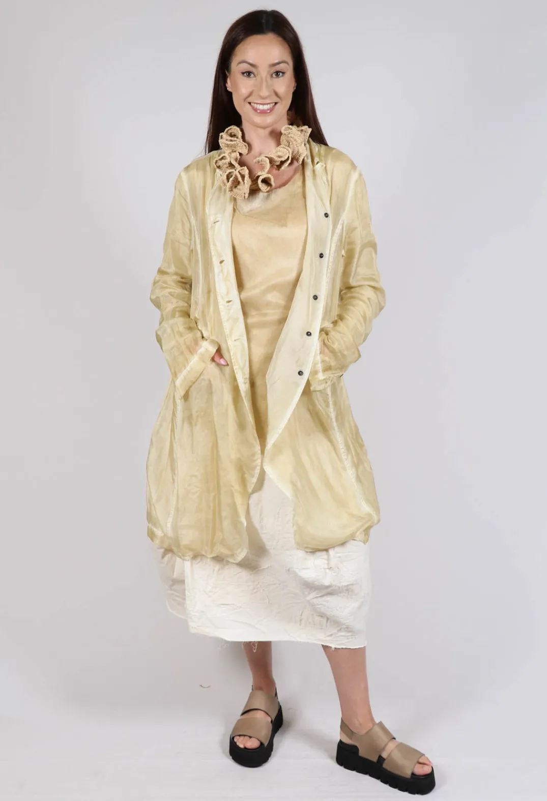 Rundholz Dip Coats^Silk Crease Overcoat in Wax Cloud