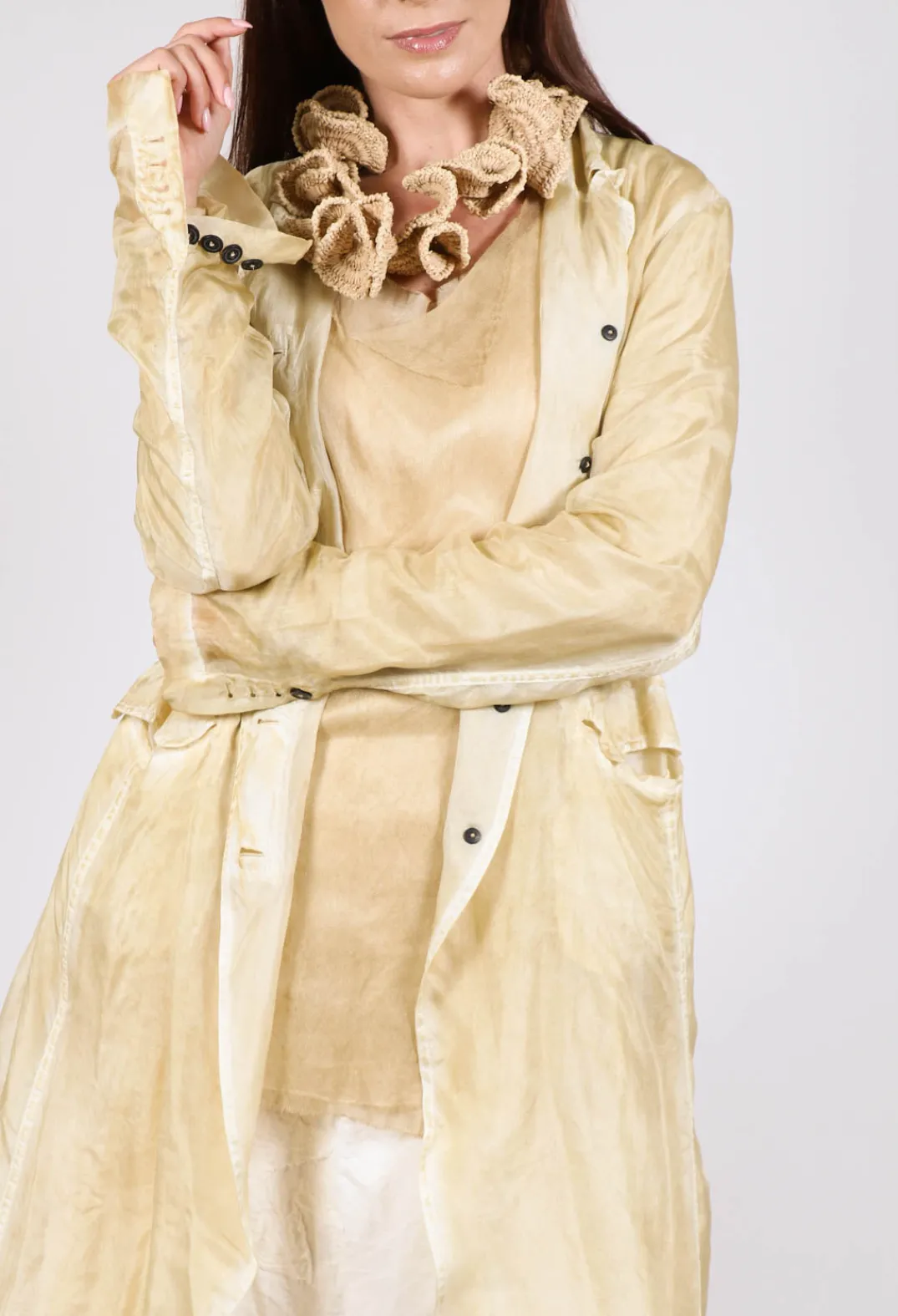 Rundholz Dip Coats^Silk Crease Overcoat in Wax Cloud