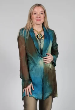 Masnada Jackets^Silk Lightweight Blazer in Petrol Print