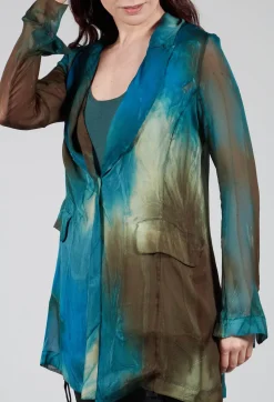 Masnada Jackets^Silk Lightweight Blazer in Petrol Print