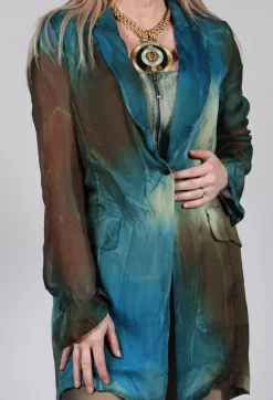 Masnada Jackets^Silk Lightweight Blazer in Petrol Print