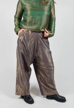 Akaaro Co-ords & Suits^Silk Metallic Low Crotch Pants in Copper