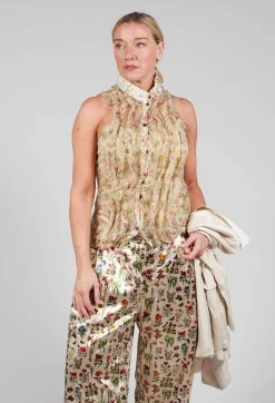 Aleksandr Manamis Tops^Silk Pleat Top in Petite Fleurs