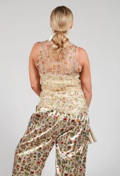 Aleksandr Manamis Tops^Silk Pleat Top in Petite Fleurs