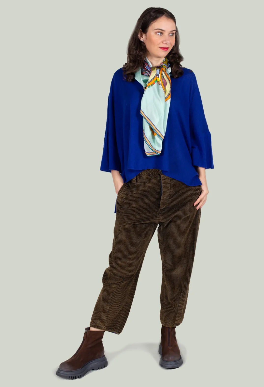 Rita White Scarves^Silk Scarf in Green Circles