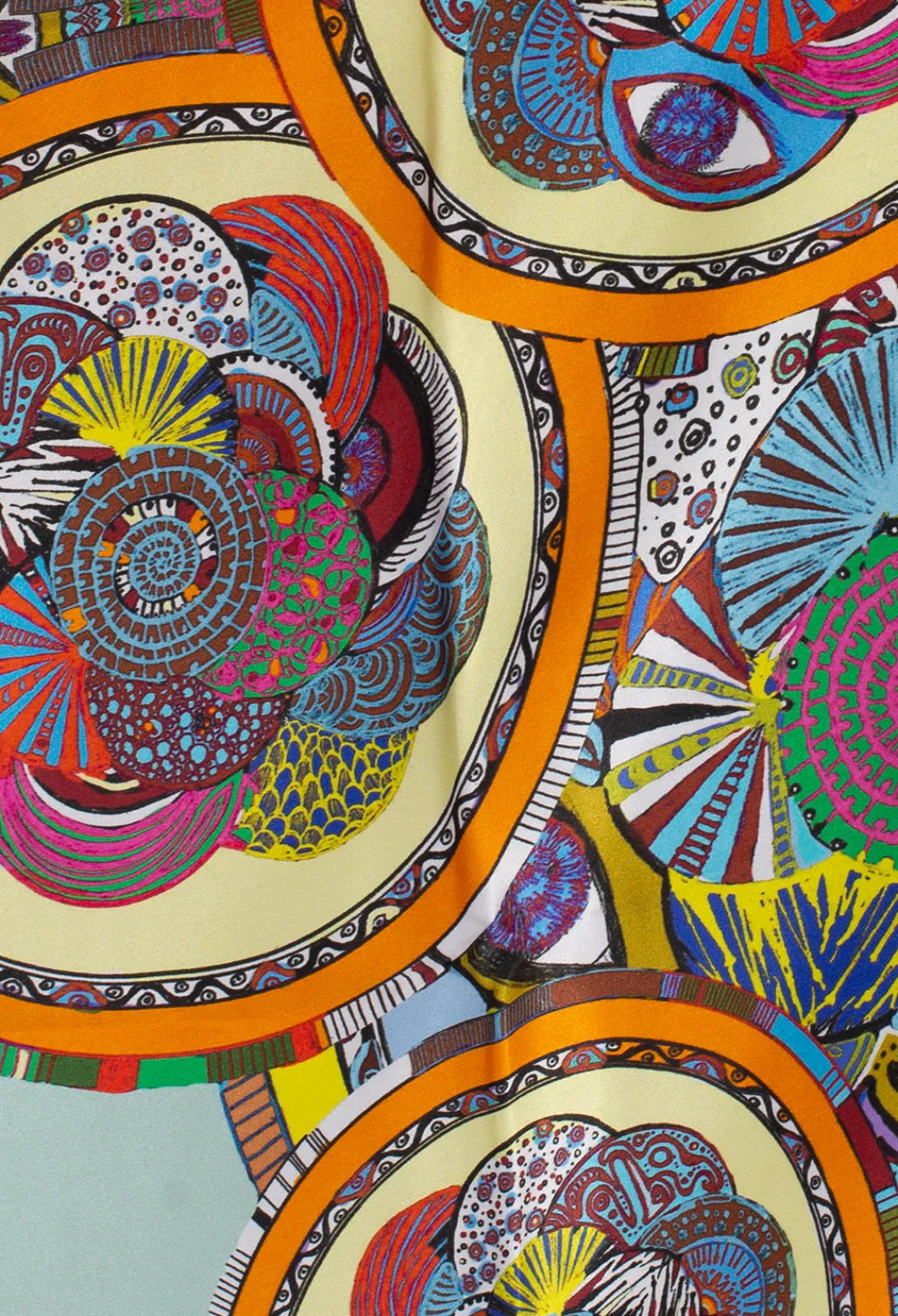 Rita White Scarves^Silk Scarf in Green Circles