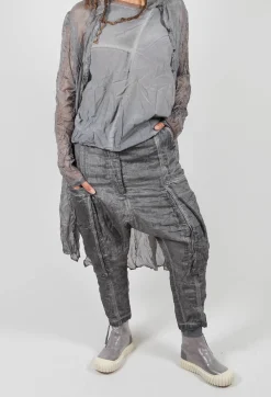 Rundholz Dip Trousers^Silk Straight Leg Drop Crotch Trousers in Pencil Cloud