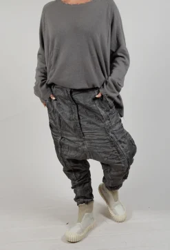 Rundholz Dip Trousers^Silk Straight Leg Drop Crotch Trousers in Pencil Cloud