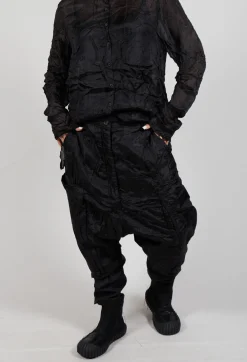 Rundholz Dip Trousers^Silk Straight Leg Drop Crotch Trousers in Black