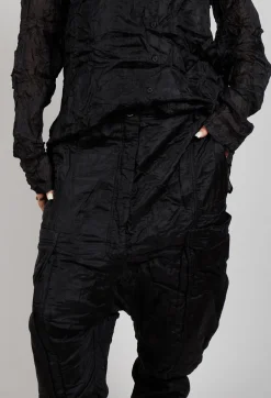 Rundholz Dip Trousers^Silk Straight Leg Drop Crotch Trousers in Black