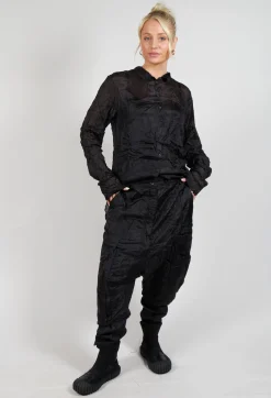 Rundholz Dip Trousers^Silk Straight Leg Drop Crotch Trousers in Black