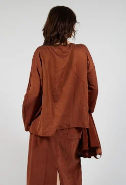 Album Di Famiglia Tops^Silk T-Shirt in Rust