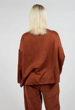 Album Di Famiglia Tops^Silk T-Shirt in Rust