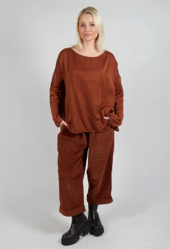 Album Di Famiglia Tops^Silk T-Shirt in Rust