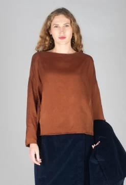 Album Di Famiglia Tops^Silk T-Shirt in Rust