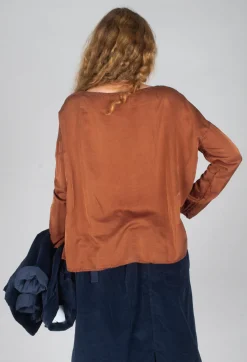 Album Di Famiglia Tops^Silk T-Shirt in Rust