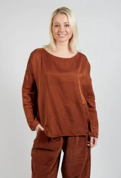 Album Di Famiglia Tops^Silk T-Shirt in Rust